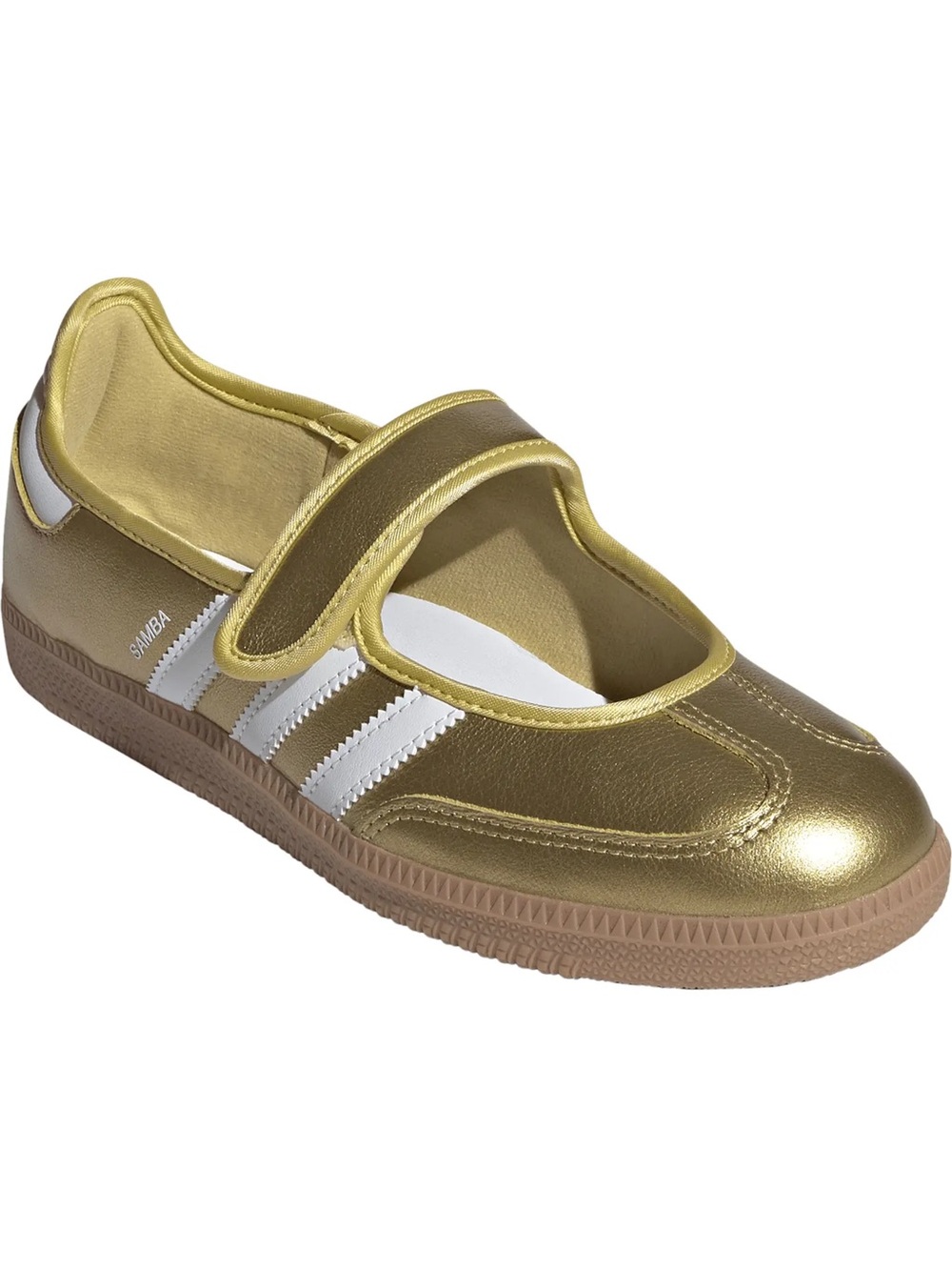 adidas Samba Mary-Jane Sneaker in Metallic Gold with White Stripes